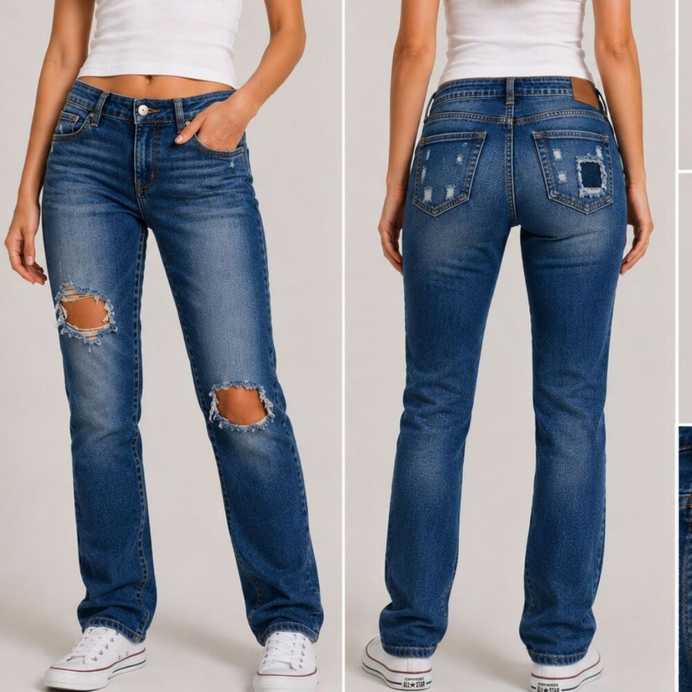 BKE Parker Women’s 27 High Rise Straight Leg Jeans Distressed Medium Wash